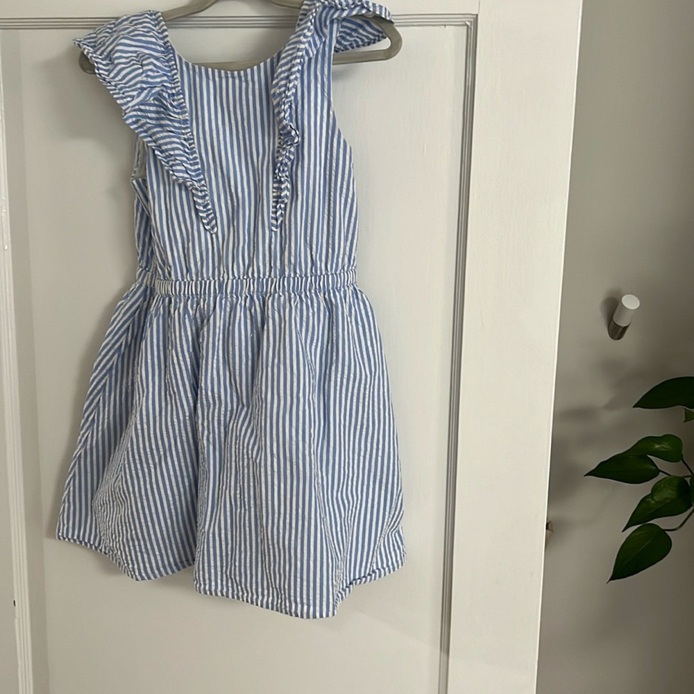 J.Crew Crewcuts blue and white seersucker summer dress girls size 7